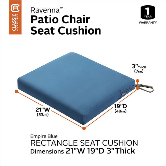 CLASSIC ACCESSORIES Ravenna Sitzkissen, wasserabweisend, 53,3 x 48,3 x 7,6 cm, Empire Blue