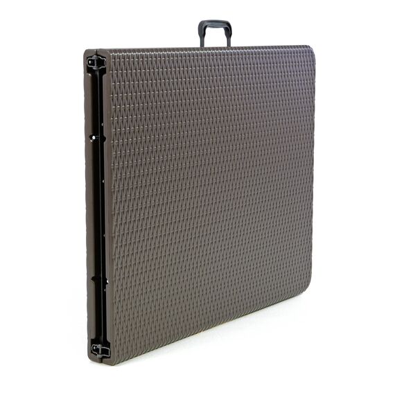 Nexos Gartengarnitur 1 Partytisch 2 Bänke klappbar Rattan-Optik Bierzeltgarnitur braun Set Festzelt Campingset Klapptisch robust Wetterfest