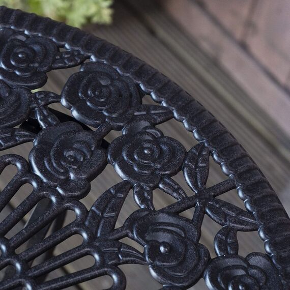 Lazy Susan London Rose Gartenmöbel-Set, rund, 2-Sitzer, Aluminiumguss, wetterfest, wartungsfrei, passende Bistro-Stühle, antikes Bronze-Finish