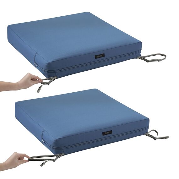 CLASSIC ACCESSORIES Ravenna Sitzkissen, wasserabweisend, 58 x 58 x 12,7 cm, quadratisch, mit Schaumstoff, Empire Blue