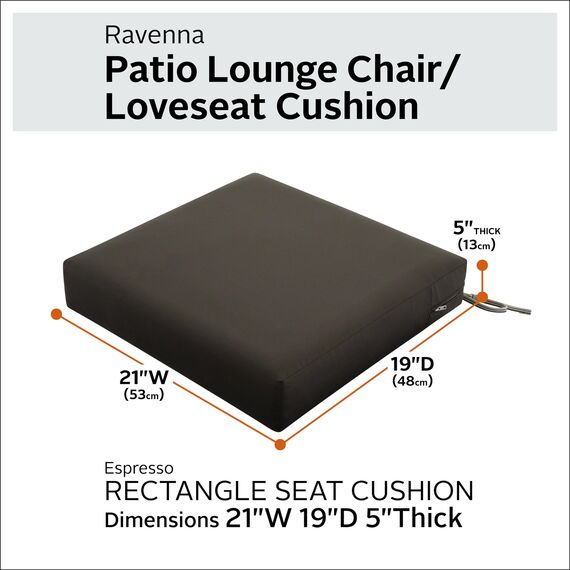 CLASSIC ACCESSORIES Ravenna Sitzkissen, wasserabweisend, 53,3 x 48,3 x 12,7 cm, Espresso