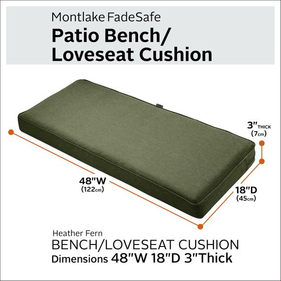 CLASSIC ACCESSORIES Montlake FadeSafe Kissen, wasserabweisend, 122 x 45 x 7,6 cm, Terrassen Loveseat Kissen