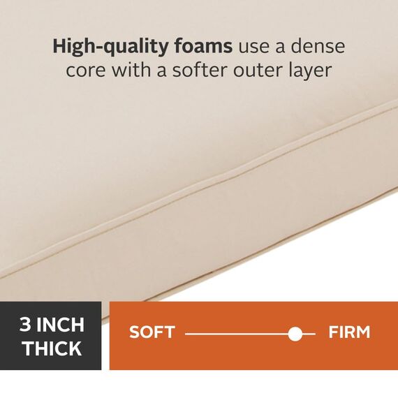 CLASSIC ACCESSORIES Montlake wasserabweisendes Outdoor-Bank-/Sofa-Kissen, Sitzkissen für Gartenmöbel oder Schaukel, 150 x 46 x 7,5 cm, Antikbeige