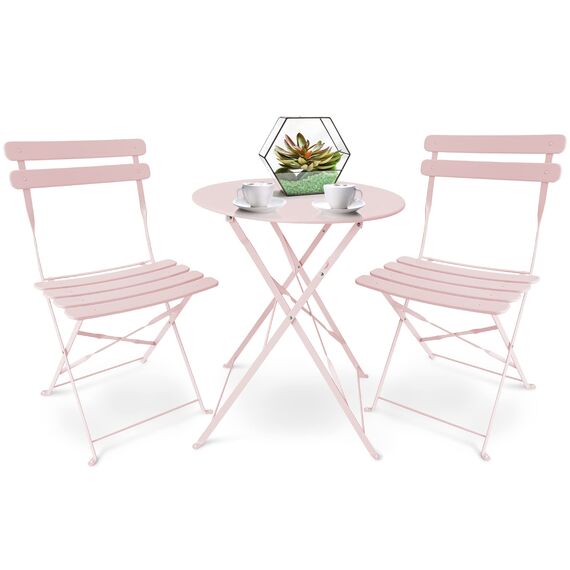 SUNMER Patio Bistro Set 3-teilig mit klappbarem Tisch und Stühlen - Gestell aus pulverbeschichtetem Stahl, leicht zu transportieren, jeder Stuhl kann 120 kg tragen - ideal für Garten, Terrasse, Balkon
