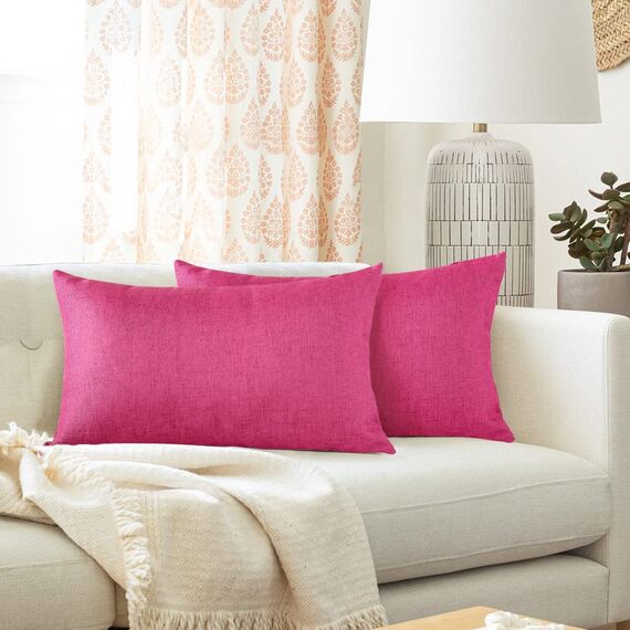 OTOSTAR 2 Stück wasserdichte dekorative Kissenbezüge für den Außenbereich, 30,5 x 50,8 cm, Garten-Kissenbezug, Terrassenkissen, für Couch, Zelt, Innenbereich, Sofa, Bank, Heimdekoration (Hot Pink)