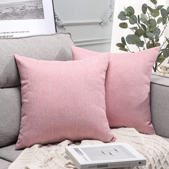 JOTOM Leinenoptik wasserdichte Kissenbezug, Einfarbig Kissenhülle Dekorative Sofakissen Kissenbezüge für Sofa Zimmer Balkon Terrasse Patio Garten Outdoor Außen Deko 45X45cm 2 Pack (Rot)