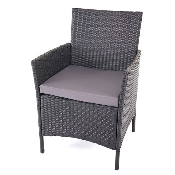 Mendler Poly-Rattan Garten-Garnitur HWC-D82, Sitzgruppe Lounge-Set - schwarz mit Kissen anthrazit