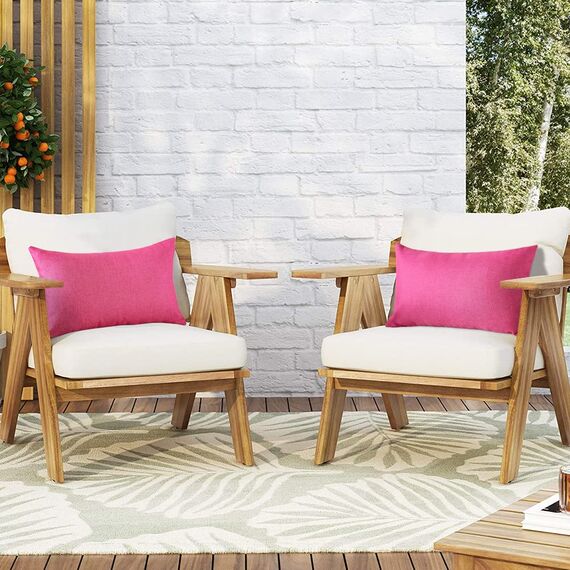 OTOSTAR 2 Stück wasserdichte dekorative Kissenbezüge für den Außenbereich, 30,5 x 50,8 cm, Garten-Kissenbezug, Terrassenkissen, für Couch, Zelt, Innenbereich, Sofa, Bank, Heimdekoration (Hot Pink)