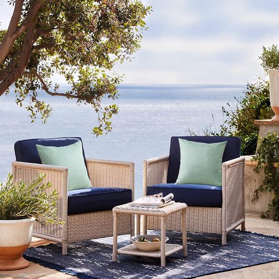 JOTOM Leinenoptik wasserdichte Kissenbezug, Einfarbig Kissenhülle Dekorative Sofakissen Kissenbezüge für Sofa Zimmer Balkon Terrasse Patio Garten Outdoor Außen Deko 45X45cm 2 Pack (Zitronengelb)