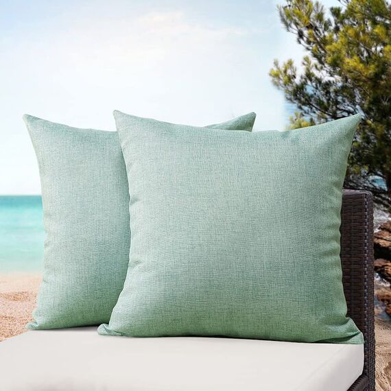 JOTOM Leinenoptik wasserdichte Kissenbezug, Einfarbig Kissenhülle Dekorative Sofakissen Kissenbezüge für Sofa Zimmer Balkon Terrasse Patio Garten Outdoor Außen Deko 45X45cm 2 Pack (Zitronengelb)