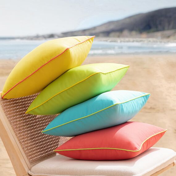 Phantoscope Wasserdichte Outdoor-Kissenbezüge mit Kontrastpaspel, dekorative quadratische Kissenhüllen für Terrasse, Sofa, Zelt, Sunbrella, Rosarot, 50 x 50 cm, 2er-Pack