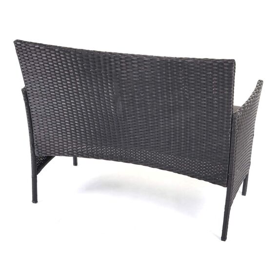 Mendler Poly-Rattan Garten-Garnitur HWC-D82, Sitzgruppe Lounge-Set - schwarz mit Kissen anthrazit
