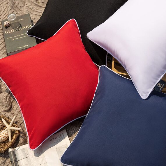 Phantoscope Wasserdichte Outdoor-Kissenbezüge, unifarbene Dekokissenhüllen für Terrasse, Sofa, Zelt, Sunbrella, Rot, 45 x 45 cm, 2er-Pack