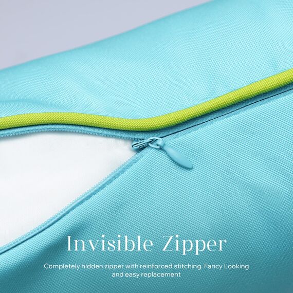 Phantoscope Wasserdichte Outdoor-Kissenbezüge mit Kontrastpaspel, dekorative quadratische Kissenhüllen für Terrasse, Sofa, Zelt, Sunbrella, Himmelblau, 50 x 50 cm, 2er-Pack