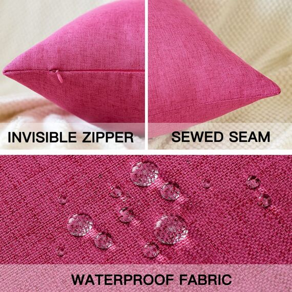 OTOSTAR 2 Stück wasserdichte dekorative Kissenbezüge für den Außenbereich, 30,5 x 50,8 cm, Garten-Kissenbezug, Terrassenkissen, für Couch, Zelt, Innenbereich, Sofa, Bank, Heimdekoration (Hot Pink)