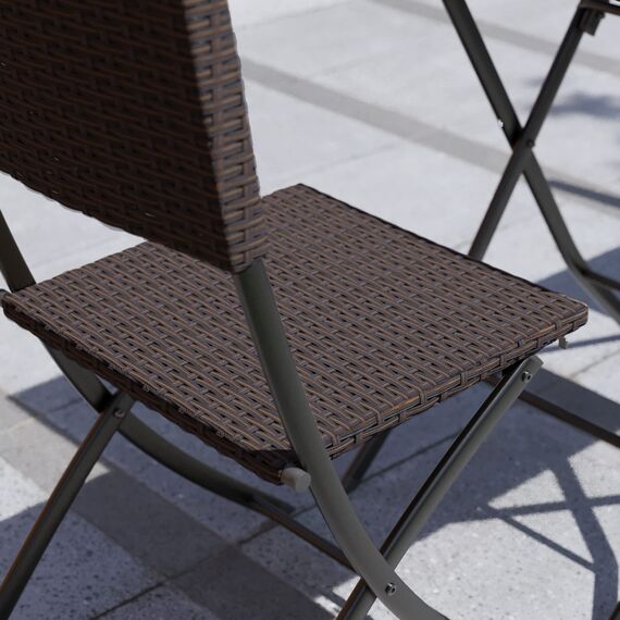 Garden Vida Capri 2-Sitzer Rattan-Bistro-Set für den Außenbereich, für Garten, Terrasse, Balkon, 3-teilig (braun)