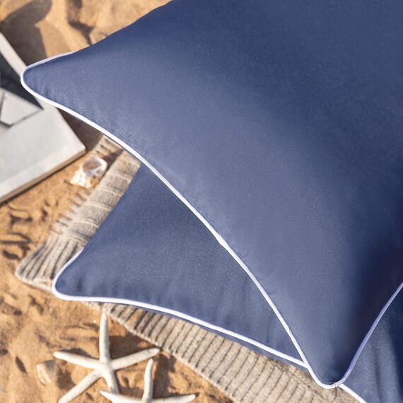 Phantoscope wasserdichte Outdoor-Kissenbezüge, unifarbene Dekokissenhüllen für Terrasse, Sofa, Zelt, Sunbrella, Dunkelblau, 50 x 50 cm, 2er-Pack