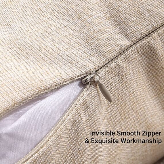 JOTOM Leinenoptik wasserdichte Kissenbezug, Einfarbig Kissenhülle Dekorative Sofakissen Kissenbezüge für Sofa Zimmer Balkon Terrasse Patio Garten Outdoor Außen Deko 45X45cm 2 Pack (Beige)