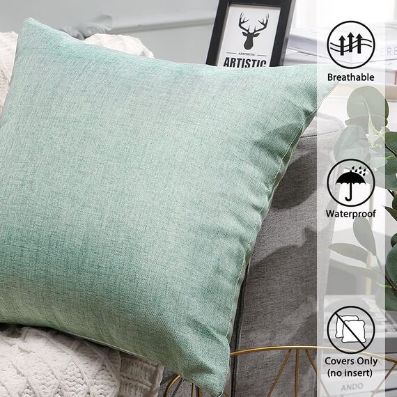 JOTOM Leinenoptik wasserdichte Kissenbezug, Einfarbig Kissenhülle Dekorative Sofakissen Kissenbezüge für Sofa Zimmer Balkon Terrasse Patio Garten Outdoor Außen Deko 45X45cm 2 Pack (Zitronengelb)