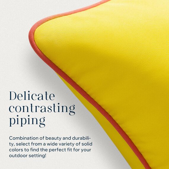 Phantoscope Wasserdichte Outdoor-Kissenbezüge mit Kontrastpaspel, dekorative quadratische Kissenhüllen für Terrasse, Sofa, Zelt, Sunbrella, Sonnengelb, 30 x 50 cm, 2er-Pack