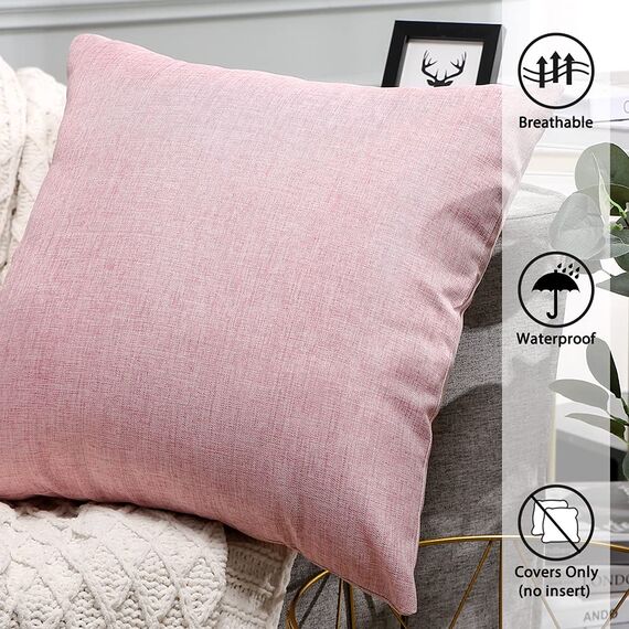 JOTOM Leinenoptik wasserdichte Kissenbezug, Einfarbig Kissenhülle Dekorative Sofakissen Kissenbezüge für Sofa Zimmer Balkon Terrasse Patio Garten Outdoor Außen Deko 45X45cm 2 Pack (Rot)