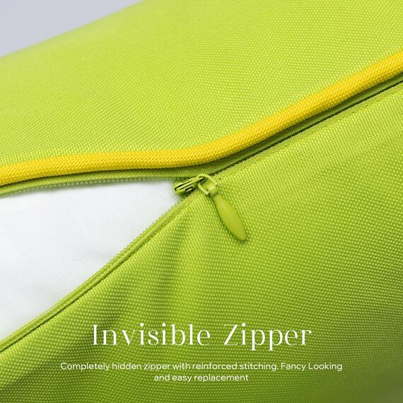 Phantoscope Wasserdichte Outdoor-Kissenbezüge mit Kontrastpaspel, dekorative quadratische Kissenhüllen für Terrasse, Sofa, Zelt, Sunbrella, Limettengrün, 30 x 50 cm, 2er-Pack