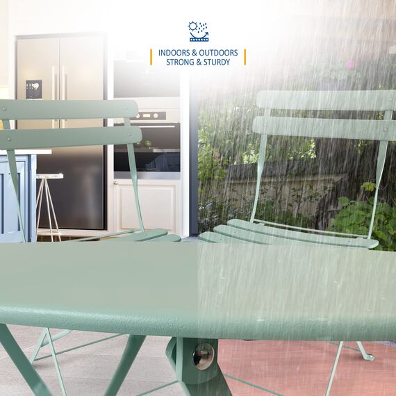 SUNMER Patio Bistro Set 3-teilig mit klappbarem Tisch und Stühlen - Gestell aus pulverbeschichtetem Stahl, leicht zu transportieren, jeder Stuhl kann 120 kg tragen - ideal für Gärten, Terrassen,