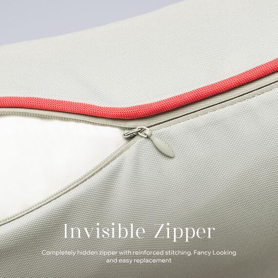 Phantoscope Wasserdichte Outdoor-Kissenbezüge mit Kontrastpaspel, dekorative quadratische Kissenhüllen für Terrasse, Sofa, Zelt, Sunbrella, Hellgrau, 45 x 45 cm, 2er-Pack