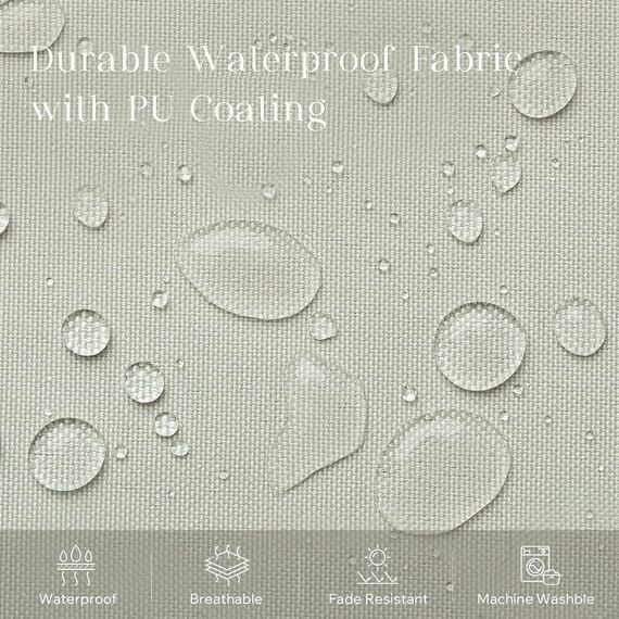 Phantoscope Wasserdichte Outdoor-Kissenbezüge mit Kontrastpaspel, dekorative quadratische Kissenhüllen für Terrasse, Sofa, Zelt, Sunbrella, Hellgrau, 45 x 45 cm, 2er-Pack