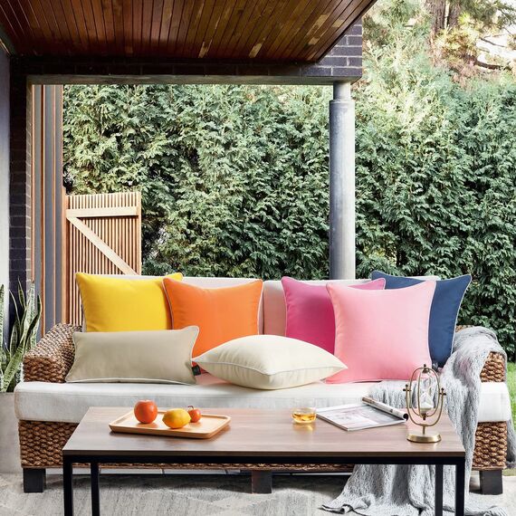 Phantoscope wasserdichte Outdoor-Kissenbezüge, unifarbene Dekokissenhüllen für Terrasse, Sofa, Zelt, Sunbrella, Neonrosa, 45 x 45 cm, 2er-Pack