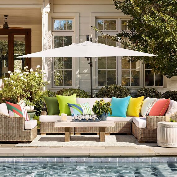 Phantoscope Wasserdichte Outdoor-Kissenbezüge mit Kontrastpaspel, dekorative quadratische Kissenhüllen für Terrasse, Sofa, Zelt, Sunbrella, Rosarot, 30 x 50 cm, 2er-Pack