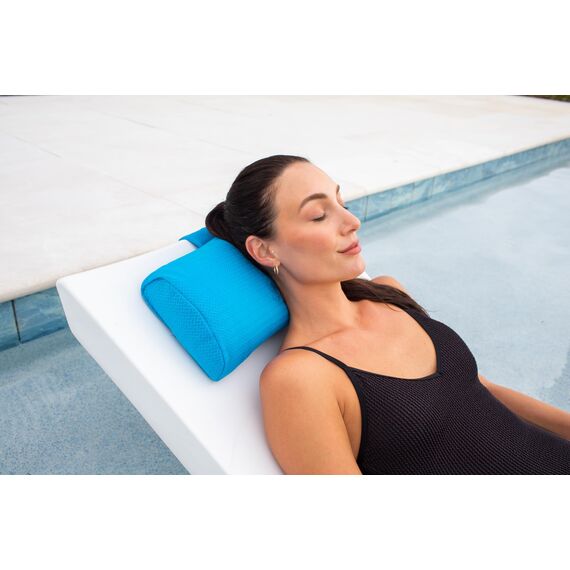 REZVANI Kopfstützenkissen für Terrasse, Chaiselongue, Poolliege auf Ledge mit rutschfestem beschwertem Schwanz und Handytasche, schnell trocknend, für alle Wetter-Poolmöbel und Liegen (bewölkt)
