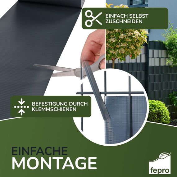 Sichtschutz PVC - Anthrazit RAL 7016-35m (7m²) - Doppelstabmatten Zaunfolie Windschutz blickdicht Windschutz