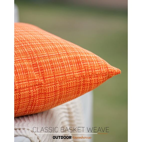 HPUK Farmhouse Outdoor Wasserdichte Kissenbezüge, 45,7 x 45,7 cm, dekorative Gartenkissenbezüge für Terrasse, Zelt, Balkon, Bank, Zelt, Couch, Sofa, solide Akzent-Kissenbezüge, Orange, 2 Stück