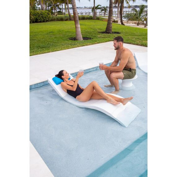 REZVANI Kopfstützenkissen für Terrasse, Chaiselongue, Poolliege auf Ledge mit rutschfestem beschwertem Schwanz und Handytasche, schnell trocknend, für alle Wetter-Poolmöbel und Liegen (bewölkt)