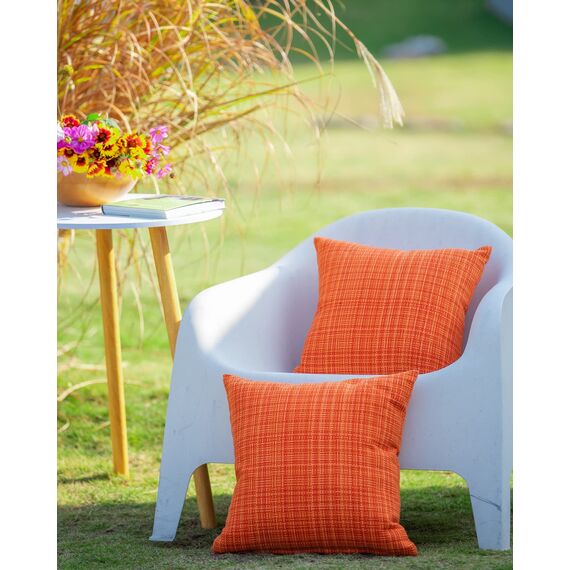HPUK Farmhouse Outdoor Wasserdichte Kissenbezüge, 45,7 x 45,7 cm, dekorative Gartenkissenbezüge für Terrasse, Zelt, Balkon, Bank, Zelt, Couch, Sofa, solide Akzent-Kissenbezüge, Orange, 2 Stück