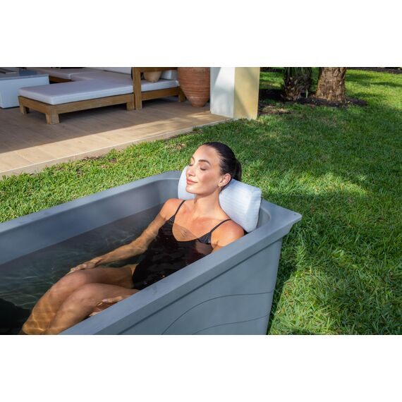 REZVANI Kopfstützenkissen für Terrasse, Chaiselongue, Poolliege auf Ledge mit rutschfestem beschwertem Schwanz und Handytasche, schnell trocknend, für alle Wetter-Poolmöbel und Liegen (bewölkt)