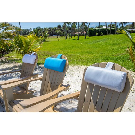 REZVANI Kopfstützenkissen für Terrasse, Chaiselongue, Poolliege auf Ledge mit rutschfestem beschwertem Schwanz und Handytasche, schnell trocknend, für alle Wetter-Poolmöbel und Liegen (bewölkt)