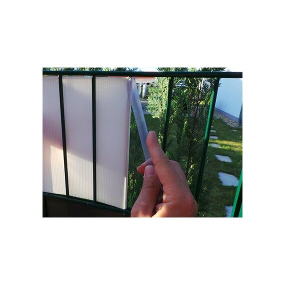 Plantiflex Sichtschutz Rolle 35m Blickdicht PVC Zaunfolie Windschutz für Doppelstabmatten Zaun (Zierstreifen-Ornament)