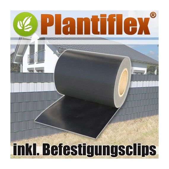 Plantiflex Sichtschutz Rolle 35m Blickdicht PVC Zaunfolie Windschutz für Doppelstabmatten Zaun (Anthrazit)