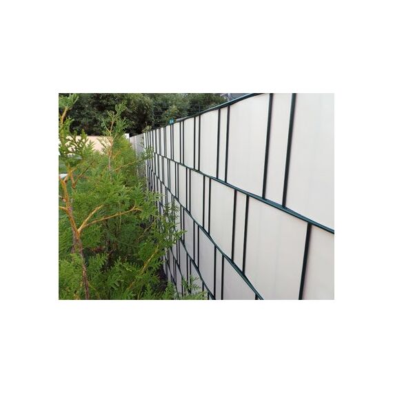 Plantiflex Sichtschutz Rolle 35m Blickdicht PVC Zaunfolie Windschutz für Doppelstabmatten Zaun (Schiefer)