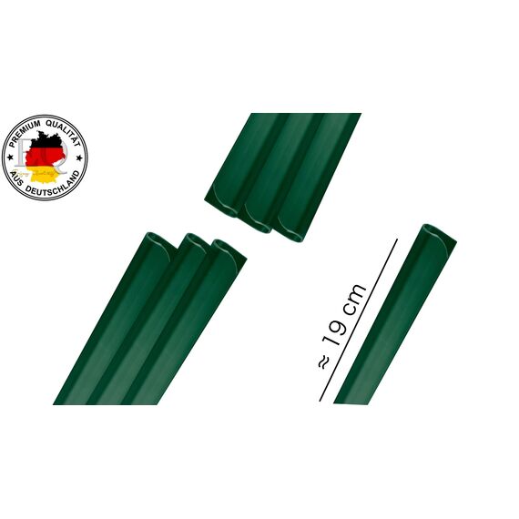 24 Stück PVC - Sichtschutzstreifen - Klemmschienen - Sichtschutz/Windschutz für Garten und Zaun - Befestigungsclips - Doppelstabmattenzaun - Moosgrün Universal