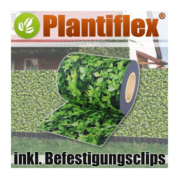 Plantiflex Sichtschutz Rolle 35m Blickdicht PVC Zaunfolie Windschutz für Doppelstabmatten Zaun (Buchsbaum)