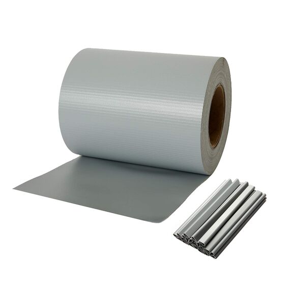 Naimorui PVC Sichtschutzfolie Sichtschutzstreifen Garten Sichtschutz Zaun Inkl. 20 x Befestigungsclips 450g/m² - Doppelstabmatten für Gartenzaun - (19cm*35m Grau)