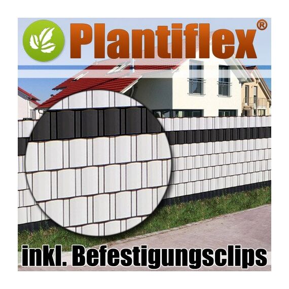 Plantiflex Sichtschutz Rolle 35m Blickdicht PVC Zaunfolie Windschutz für Doppelstabmatten Zaun (Weiß)