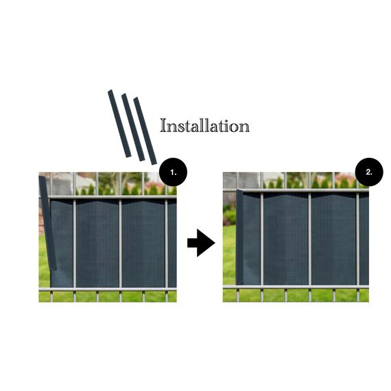 Enjoy-Quality PVC - Sichtschutzstreifen - Klemmschienen/Klemmen - Sichtschutz/Windschutz für Garten und Zaun - Befestigungsclips/Clips - Doppelstabmattenzaun - Universal (50 Stück, Grau)