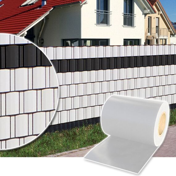 Plantiflex Sichtschutz Rolle 35m Blickdicht PVC Zaunfolie Windschutz für Doppelstabmatten Zaun (Weiß)