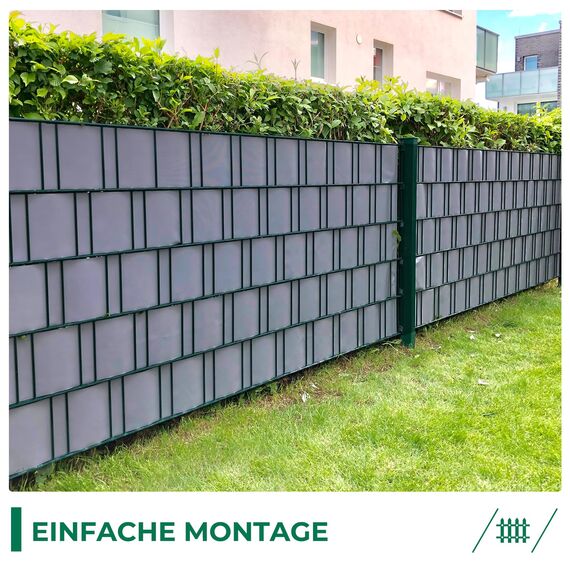Sichtschutzstreifen Zaun 35 m x 19 cm inkl.20 Clips, Sichtschutz Zaunfolie PVC Sichtschutzstreifen Doppelstabmatten für Gartenzaun, Balkon/Diverse Farben