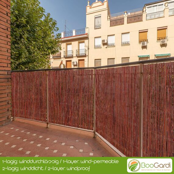 BOOGARDI Weidenmatte - 20 Größen - Weidenzaun 80 cm hoch x 300 cm lang - Sichtschutzmatte Balkonverkleidung Gartenzaun Sichtschutz Zaun Garten Balkon Sichtschutzzaun Holz Weide