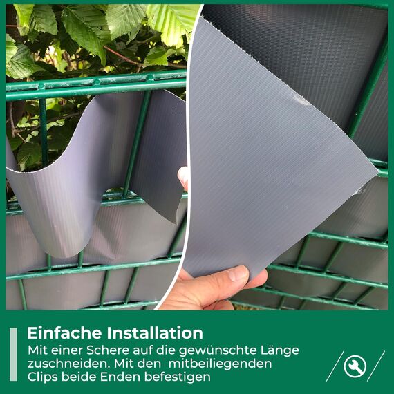 Sichtschutzstreifen Zaun 35 m x 19 cm inkl.20 Clips, Sichtschutz Zaunfolie PVC Sichtschutzstreifen Doppelstabmatten für Gartenzaun, Balkon/Diverse Farben